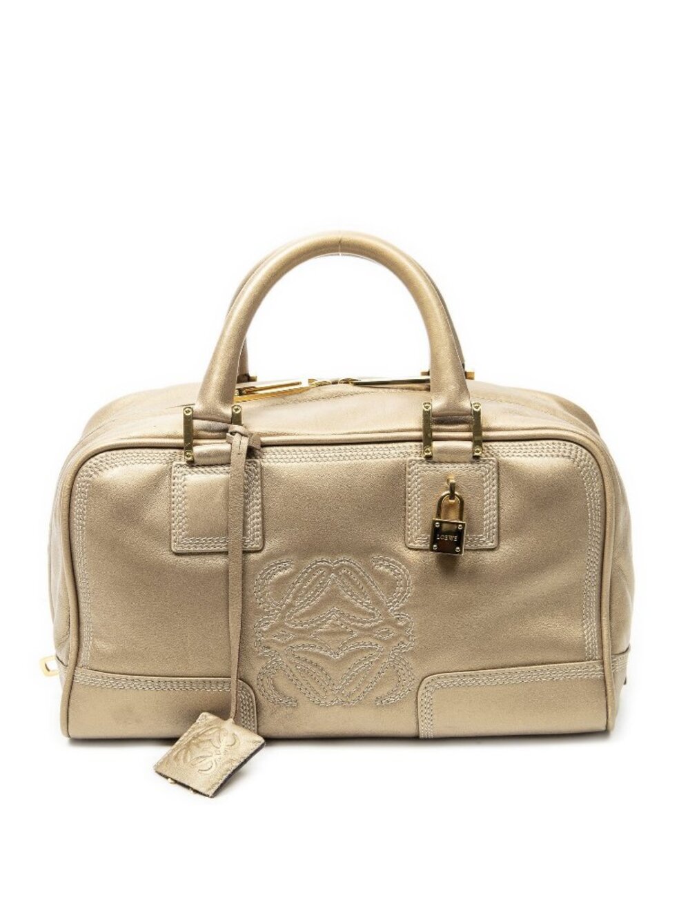 Loewe Amazona Gold Calfskin Leather Handbag